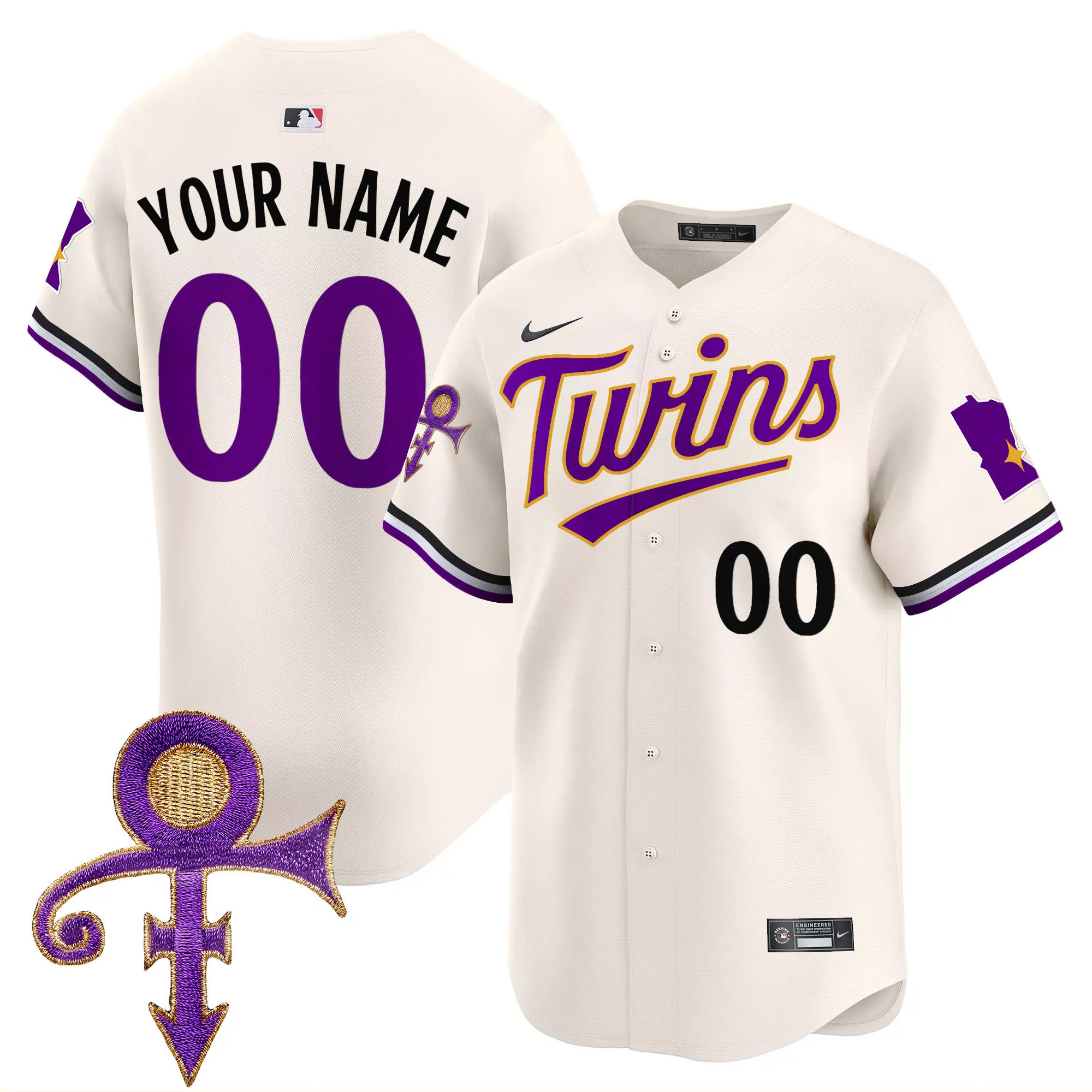 cream men minnesota twins prince patch vapor premier limited custom jersey v3 all stitched