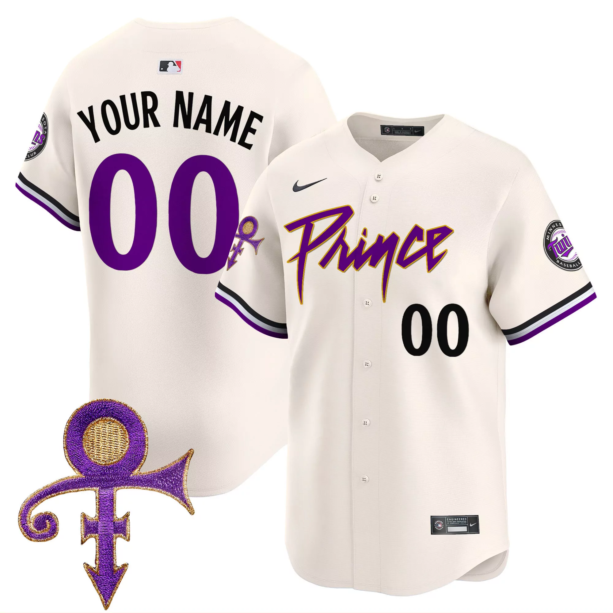 cream men minnesota twins prince patch vapor premier limited custom jersey v3 all stitched