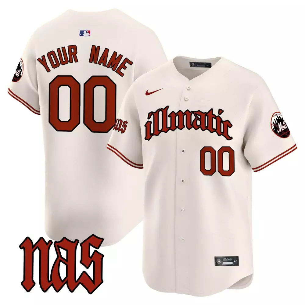 cream men new york mets nas illmatic vapor premier limited custom jersey all stitched