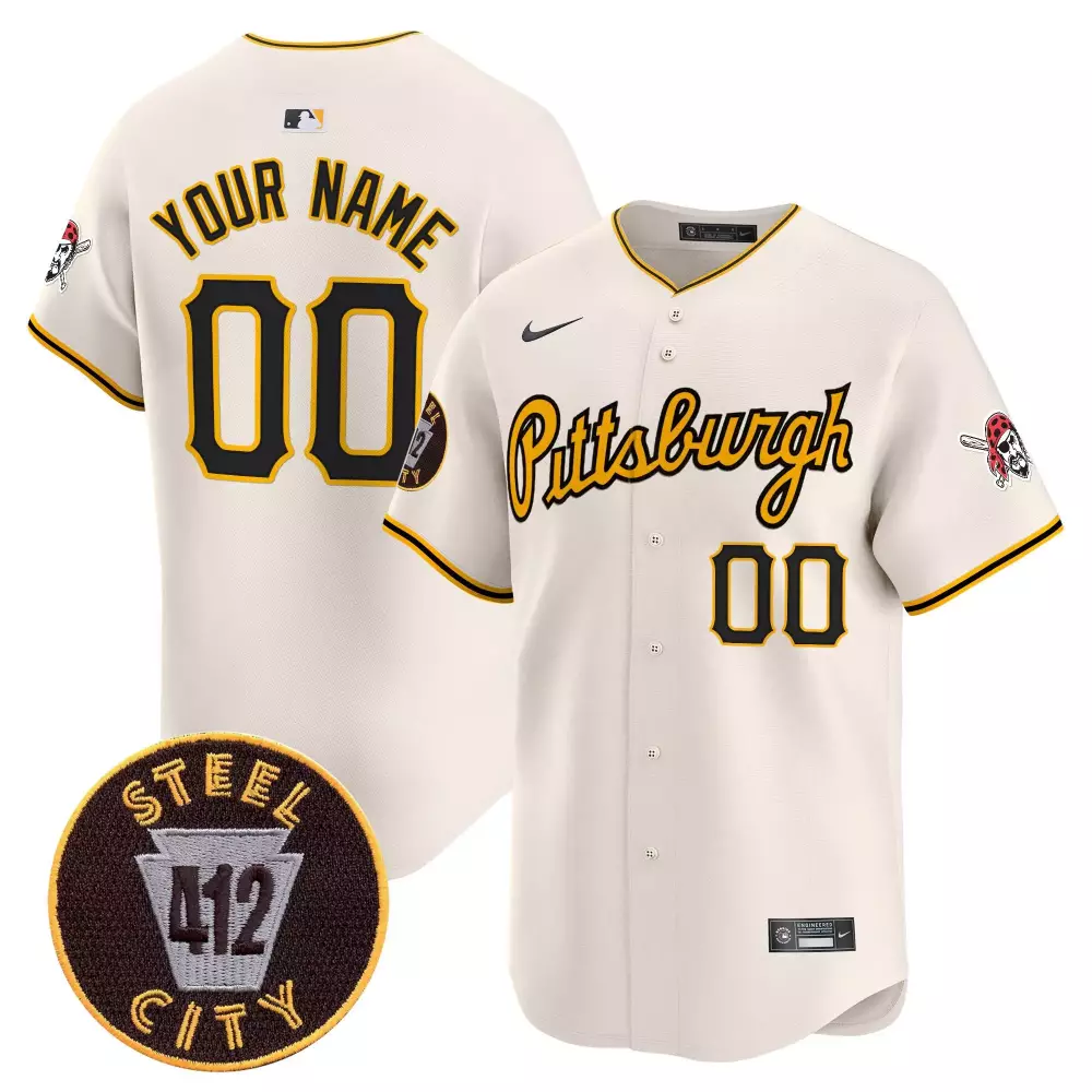 cream men pittsburgh pirates 412 patch vapor premier limited custom jersey v4 all stitched
