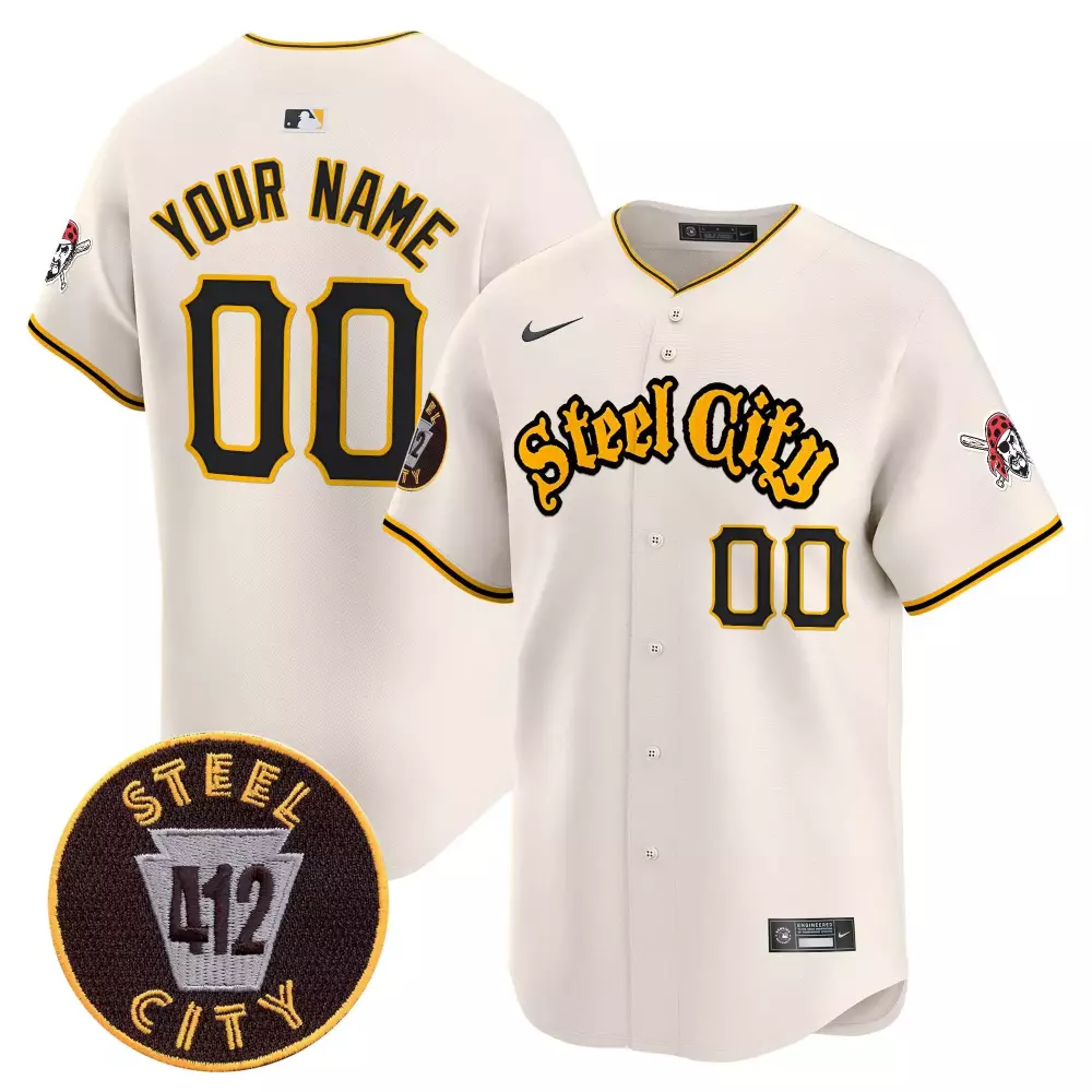 cream men pittsburgh pirates 412 patch vapor premier limited custom jersey v4 all stitched