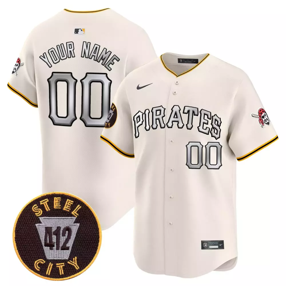 cream men pittsburgh pirates 412 patch vapor premier limited custom jersey v4 all stitched