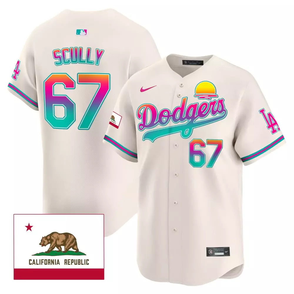 Vin Scully Dodgers California Patch Gold Trim Vapor Premier Limited Jersey | White/Royal | Fan Gear for Men, Women & Youth