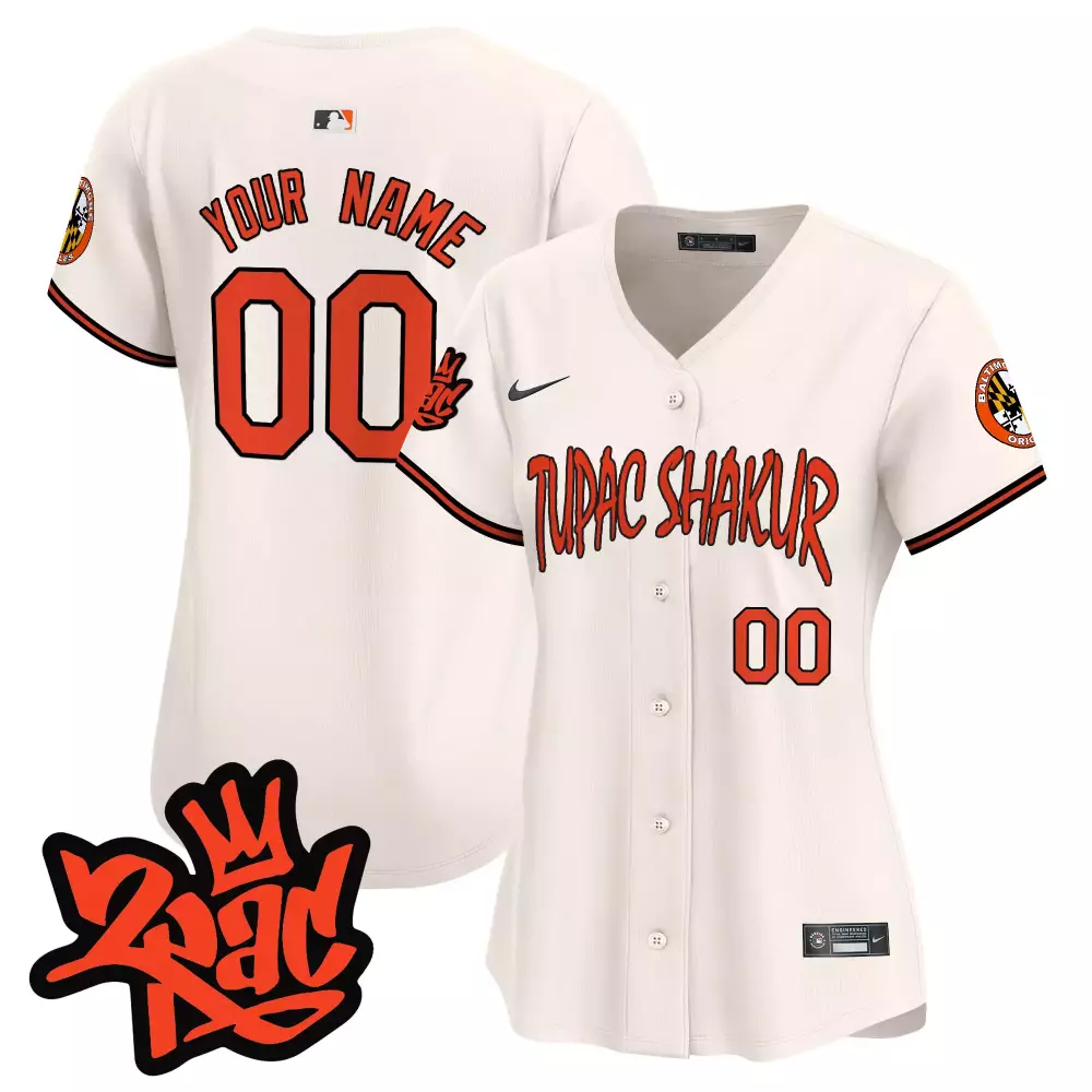 cream women baltimore orioles tupac shakur vapor premier limited custom jersey all stitched