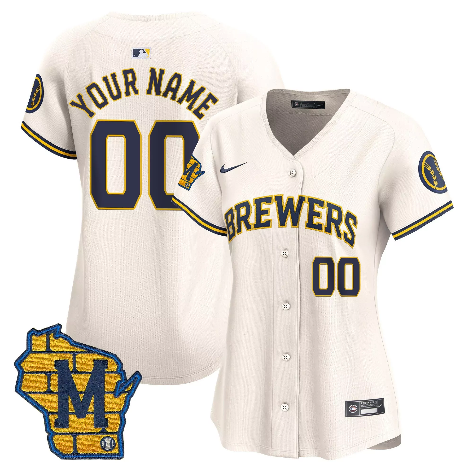 cream women milwaukee brewers home patch vapor premier limited custom jersey all stitched