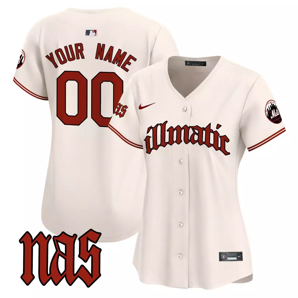 cream women new york mets nas illmatic vapor premier limited custom jersey all stitched