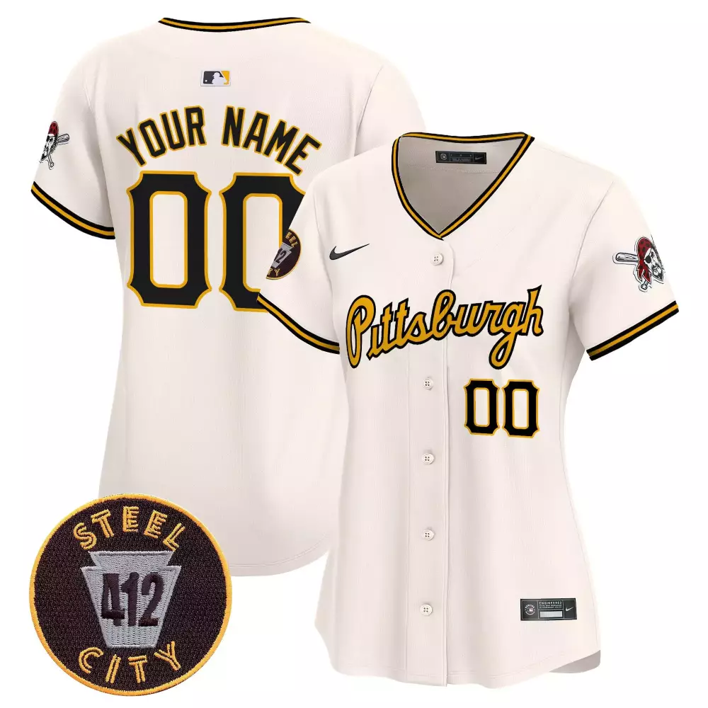cream women pittsburgh pirates 412 patch vapor premier limited custom jersey v4 all stitched