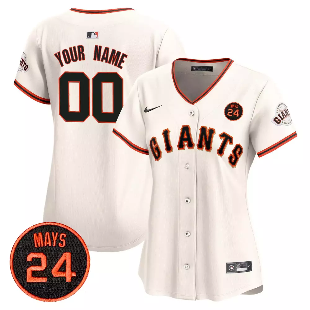 cream women san francisco giants 2024 willie mays patch vapor premier limited custom jersey all stitched