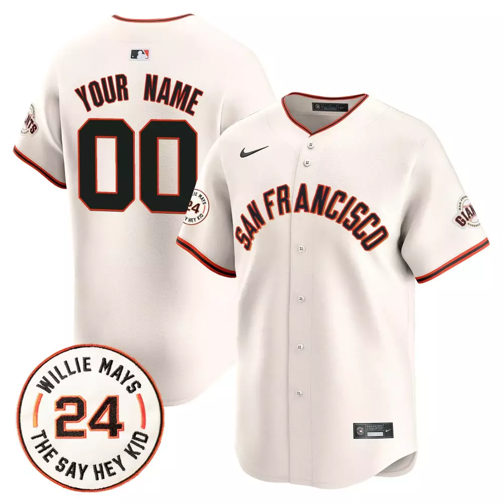 cream women san francisco giants 2024 willie mays patch vapor premier limited custom jersey all stitched