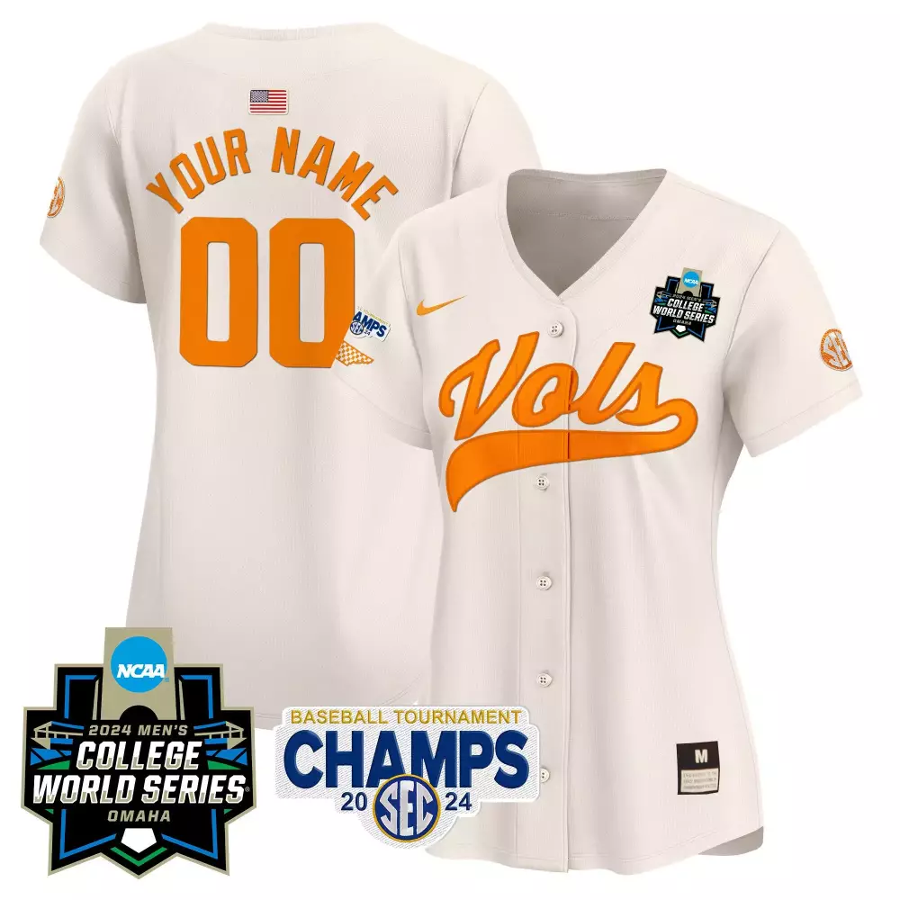 Cream Women's Tennessee Volunteers 2024 Tournament Champs World Series Vapor Premier Limited Custom Jersey | Stitched | Fan Gear for Game Day | For Men, Women & Youth