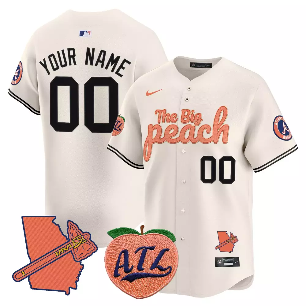 cream youth atlanta braves peaches n cream vapor premier limited custom jersey all stitched