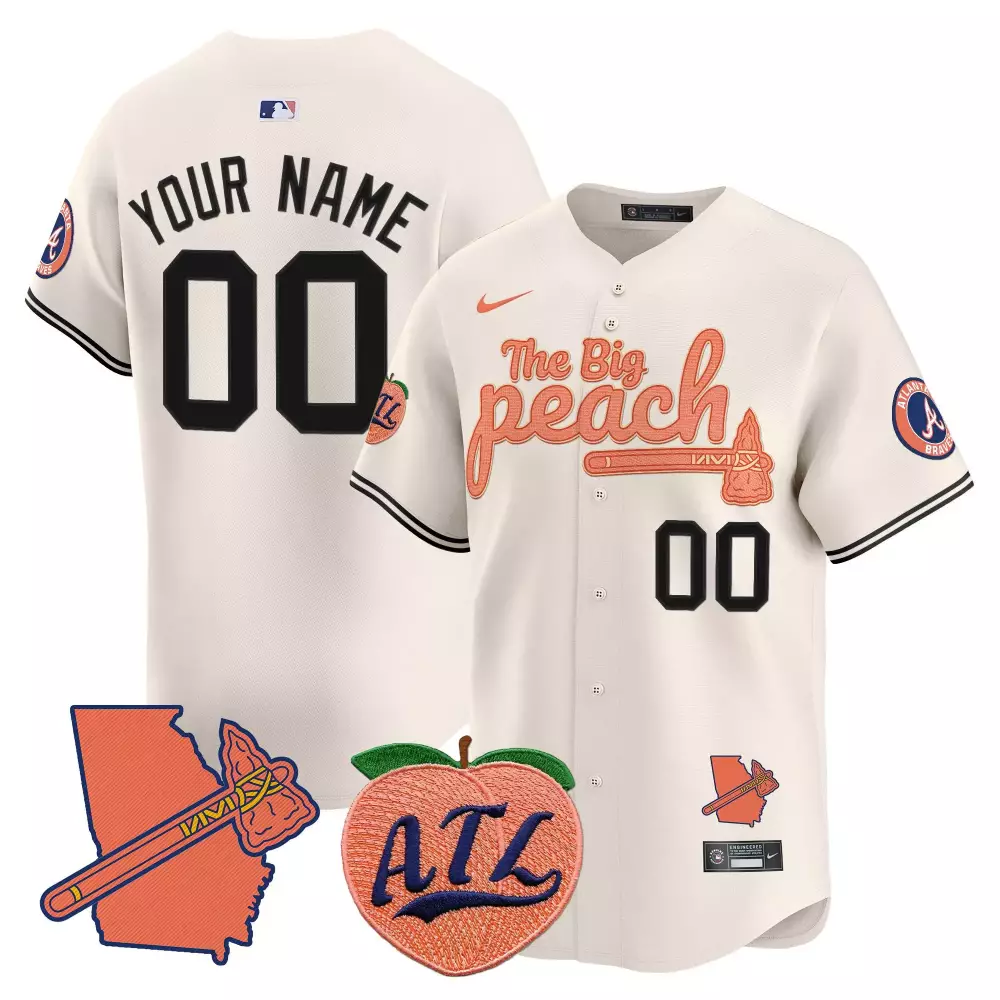 cream youth atlanta braves peaches n cream vapor premier limited custom jersey all stitched