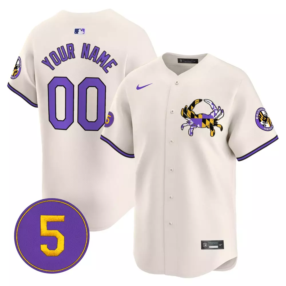cream youth baltimore orioles purple vapor premier limited custom jersey all stitched