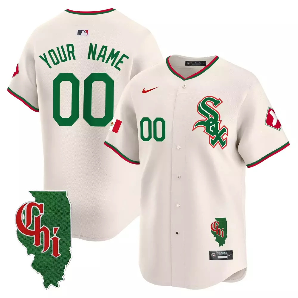 Cream Youth Chicago White Sox Mexico Vapor Premier Limited Custom Jersey | Illinois Patch | All Stitched | For Men, Women & Youth