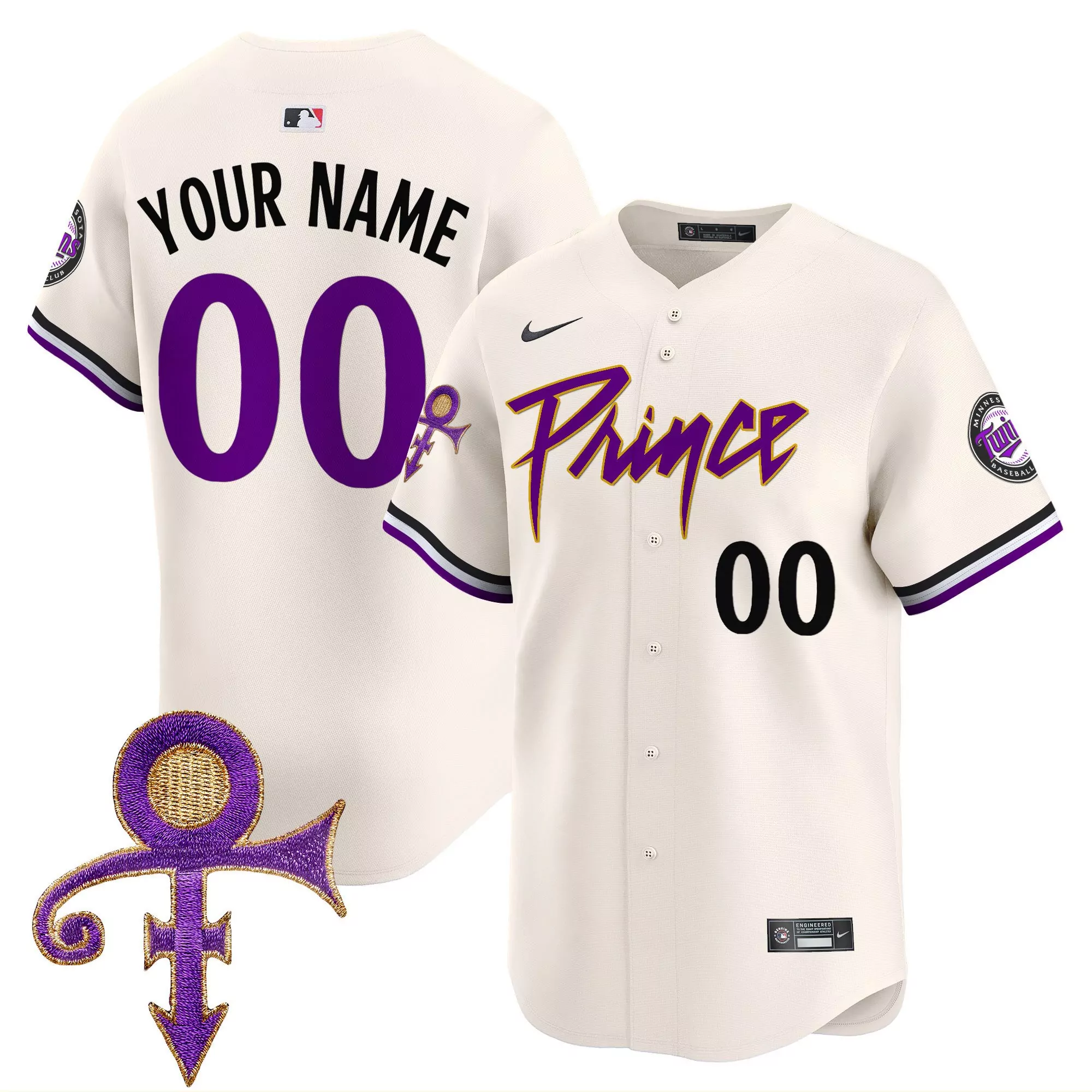 cream youth minnesota twins prince patch vapor premier limited custom jersey all stitched