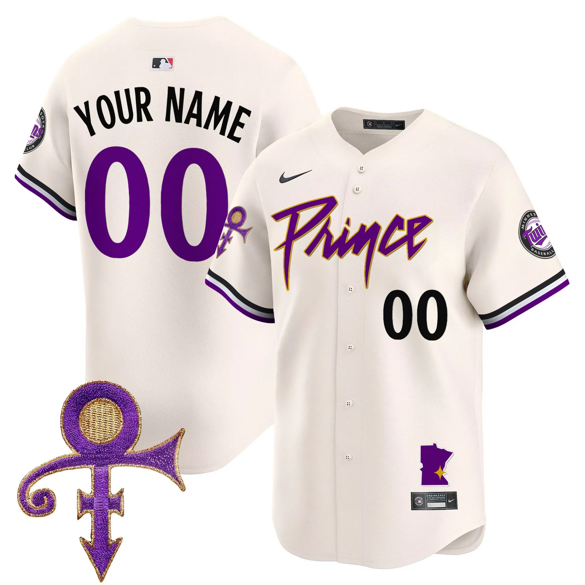 cream youth minnesota twins prince patch vapor premier limited custom jersey all stitched