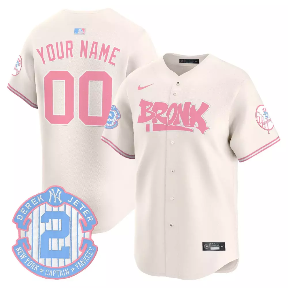 New York Yankees Bronx Graffiti Bubblegum Pink Vapor Premier Custom Jersey | Cream Stitched | Limited Edition Fan Gear | For Men, Women & Youth