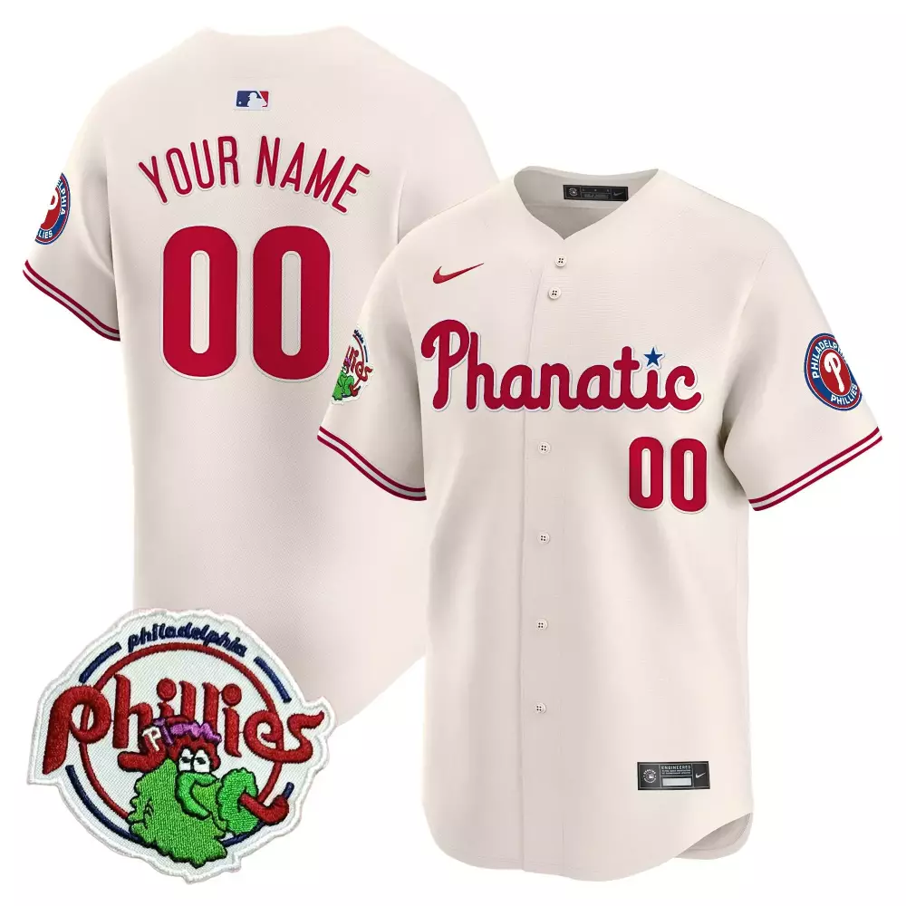 Youth Philadelphia Phillies Phanatic Patch Cream Jersey | Stitched Vapor Premier Limited Edition | Fan Gear for Men, Women & Youth