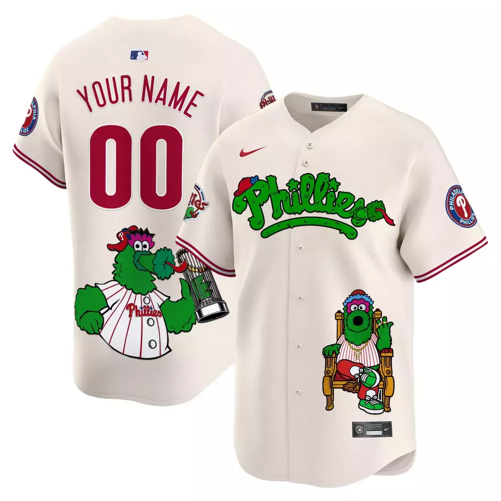 Youth Philadelphia Phillies Phanatic 2024 NL East Division Champions Cream Jersey V2 | Stitched Vapor Premier Limited Edition | Fan Gear for Men, Women & Youth