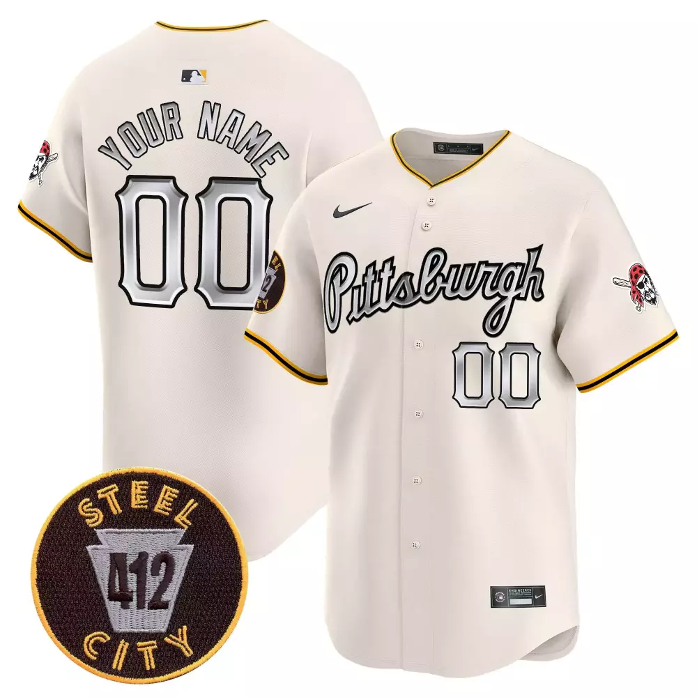 cream youth pittsburgh pirates 412 patch vapor premier limited custom jersey v6 all stitched