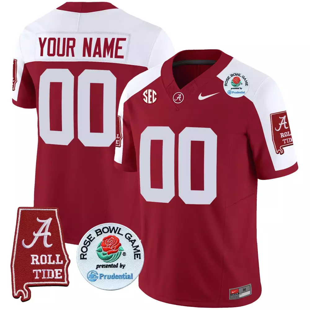 crimson alternate men alabama crimson tide rose bowl patch gold trim vapor limited custom jersey all stitched
