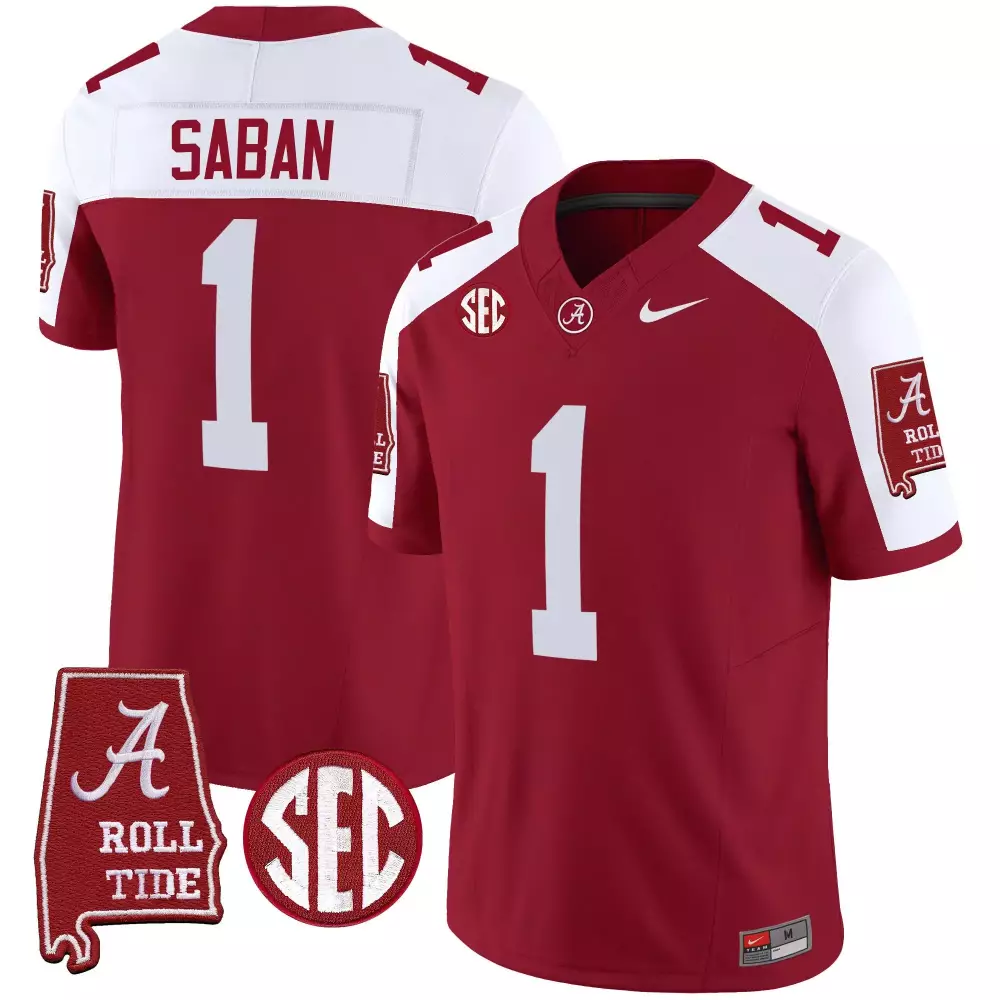 crimson alternate men nick saban alabama crimson tide vapor limited jersey alabama map all stitched
