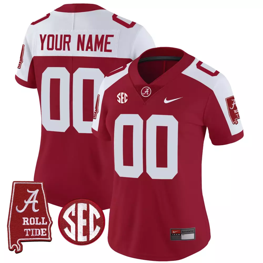 crimson alternate women alabama crimson tide vapor limited custom jersey v3 alabama map all stitched