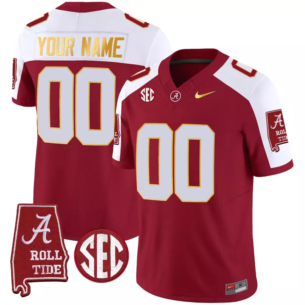 crimson alternate youth alabama crimson tide gold trim vapor custom jersey alabama map all stitched