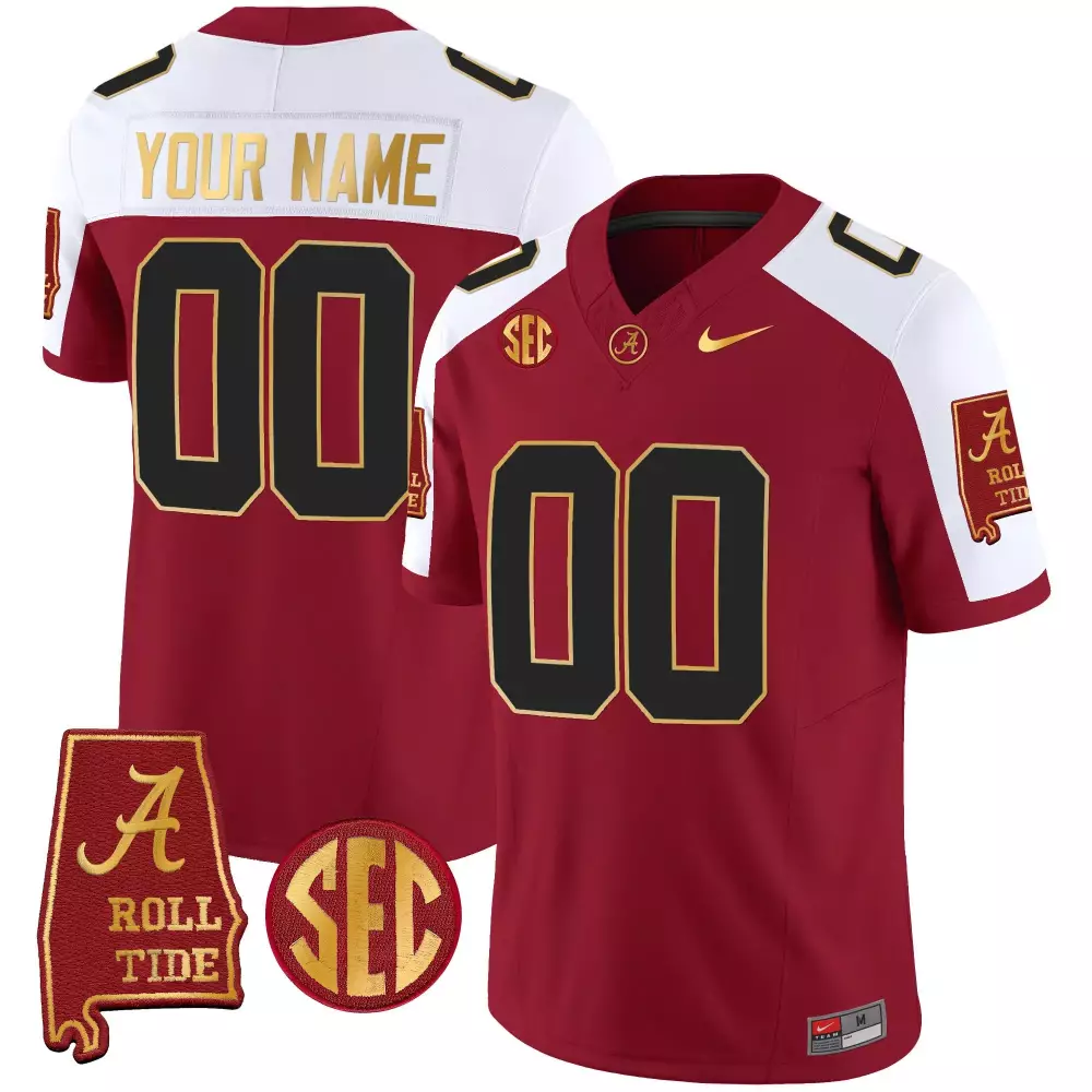crimson alternate youth alabama crimson tide gold trim vapor custom jersey alabama map all stitched