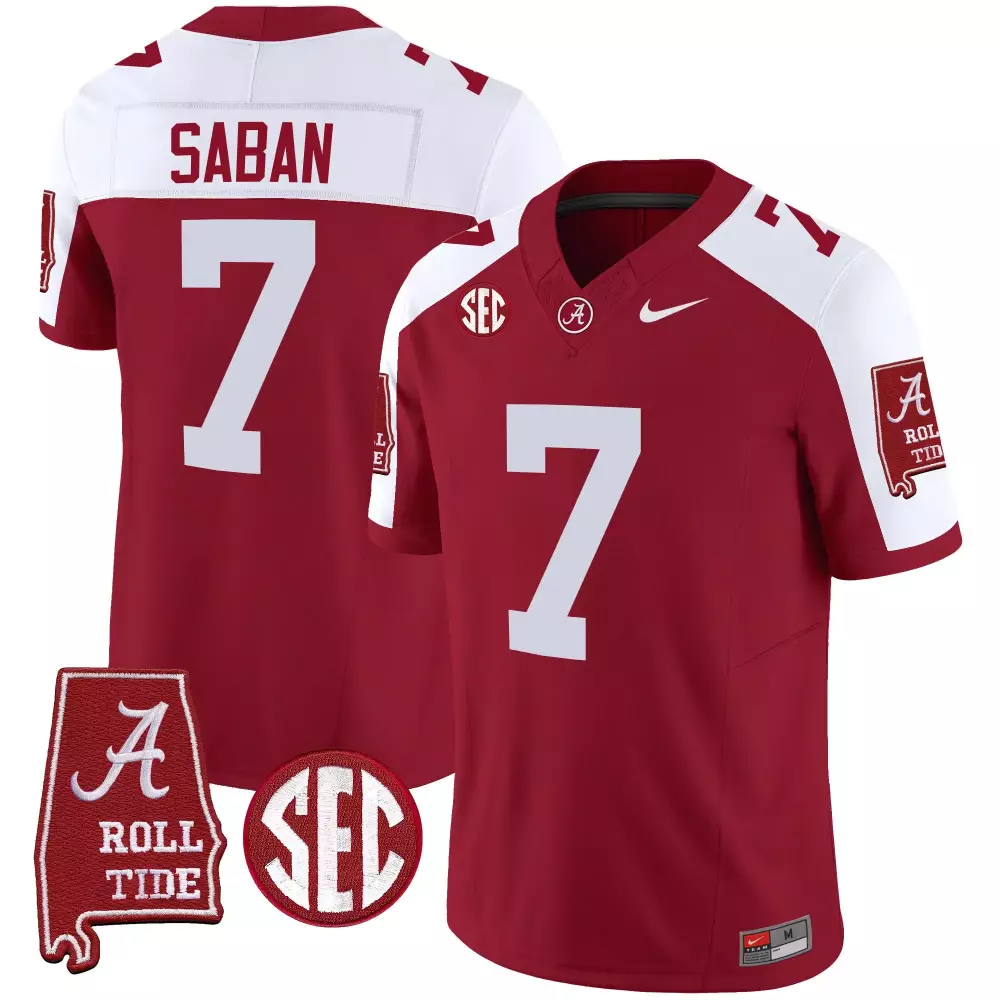 crimson alternate youth nick saban alabama crimson tide 7 champions vapor limited jersey all stitched