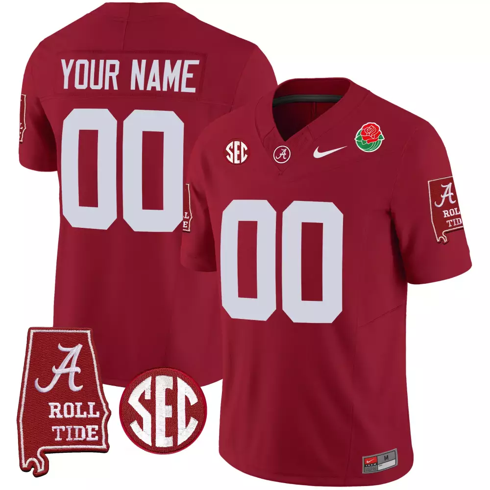crimson men alabama crimson tide rose bowl patch vapor custom jersey all stitched