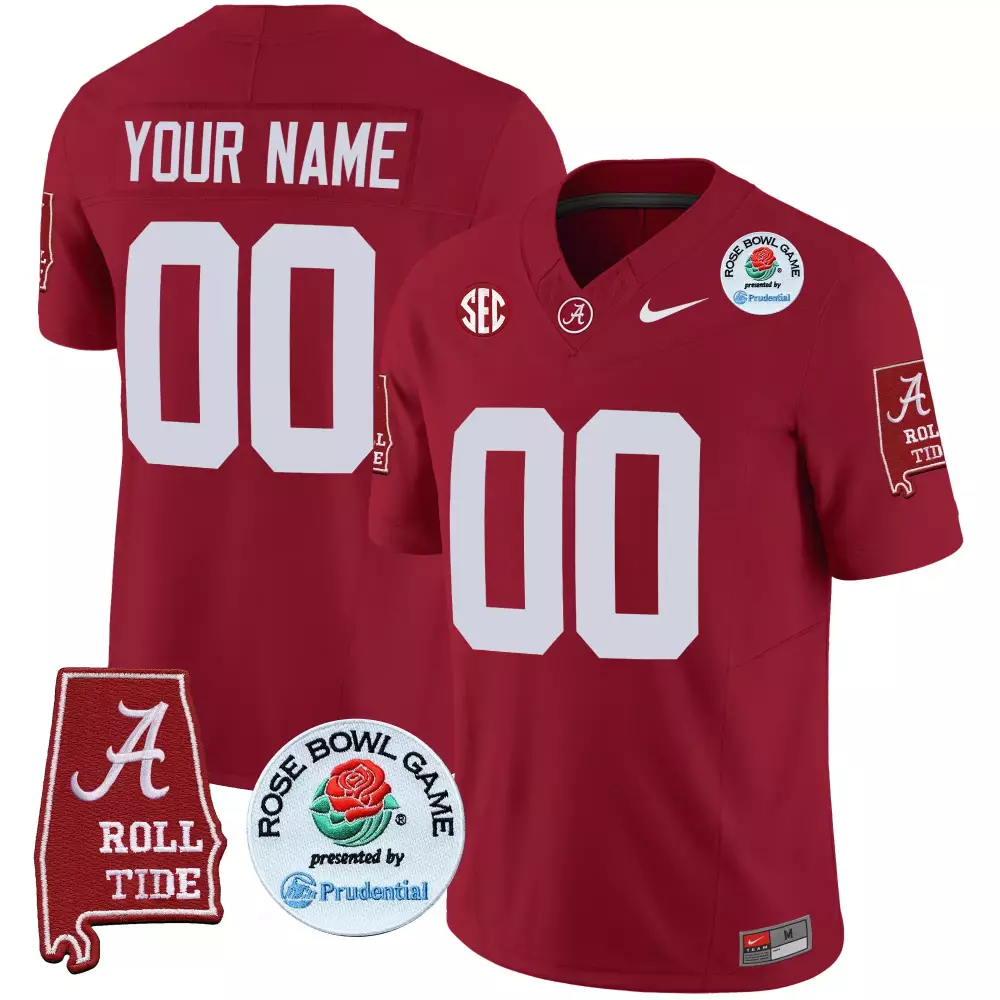 crimson men alabama crimson tide rose bowl patch vapor custom jersey all stitched