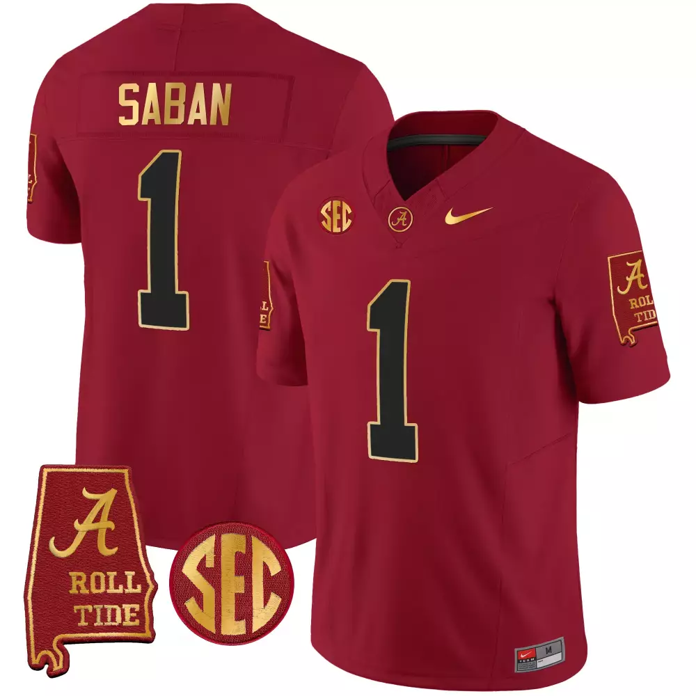 crimson men nick saban alabama crimson tide 7x champions patch vapor jersey all stitched