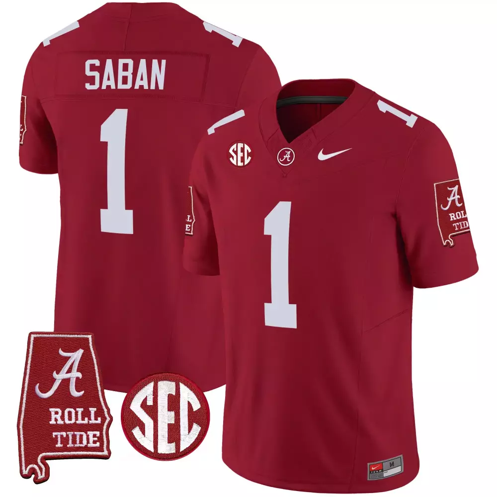 crimson men nick saban alabama crimson tide 7x champions patch vapor jersey all stitched