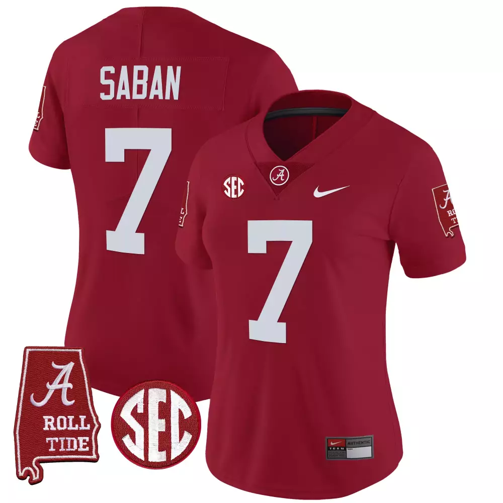crimson women nick saban alabama crimson tide 7 champions vapor limited jersey all stitched
