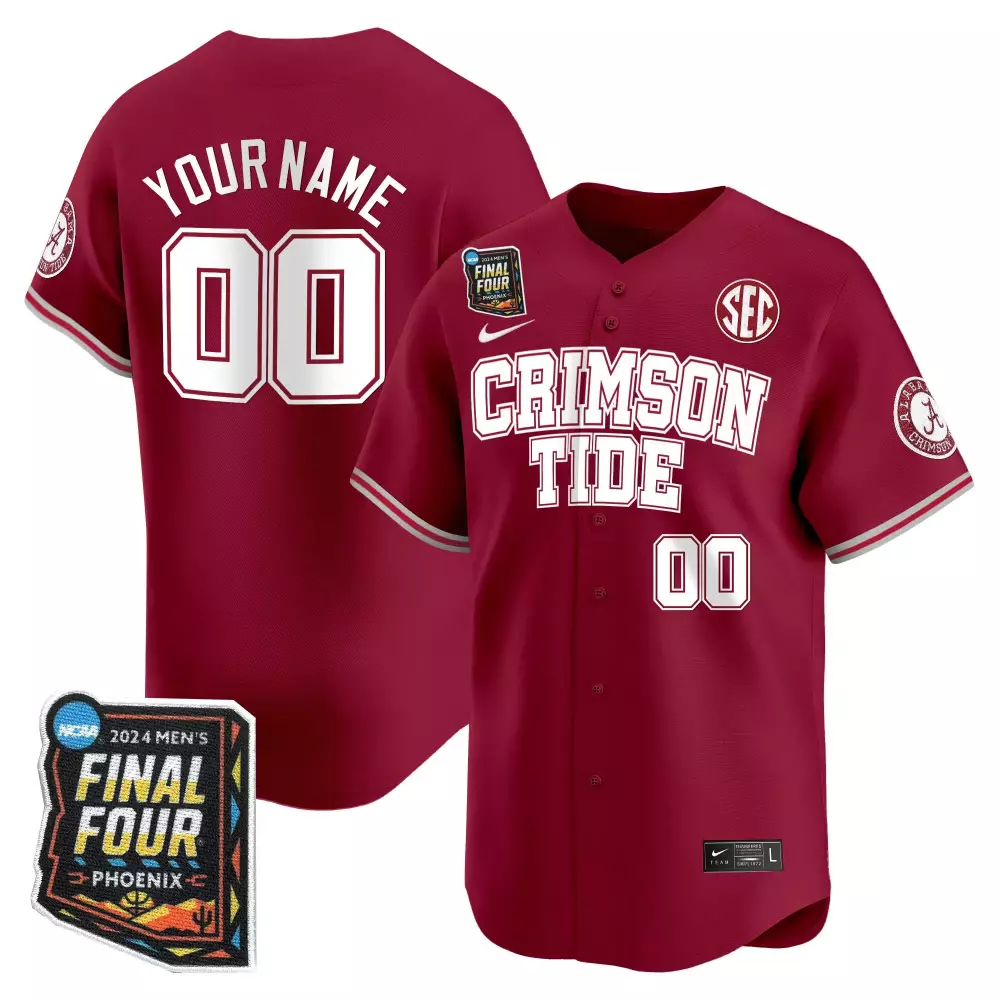 crimson youth alabama crimson tide final four patch baseball custom jersey all stitched