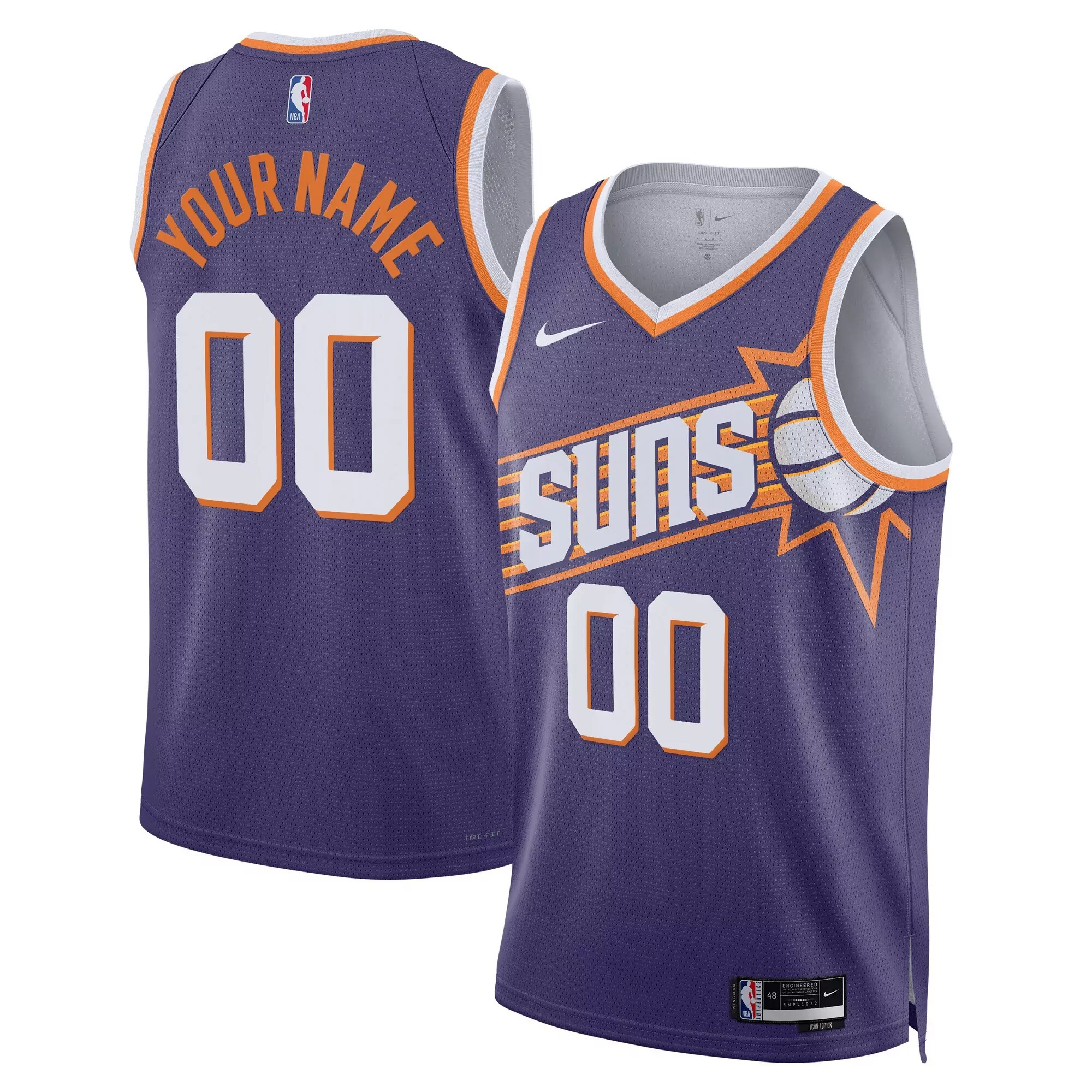 custom men phoenix suns icon edition custom purple jersey all stitched