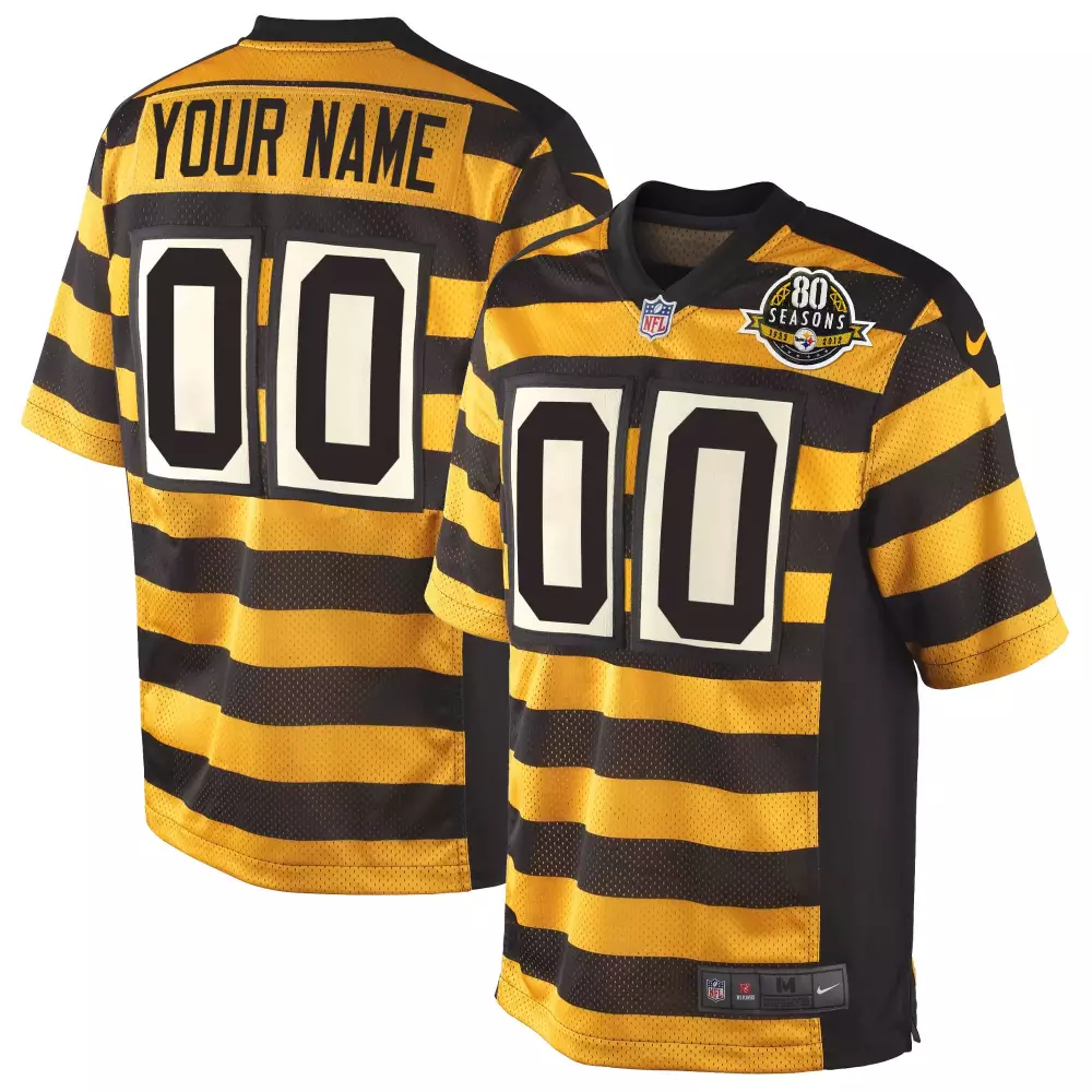 color rush youth pittsburgh steelers game white and game back custom name and number all stitched