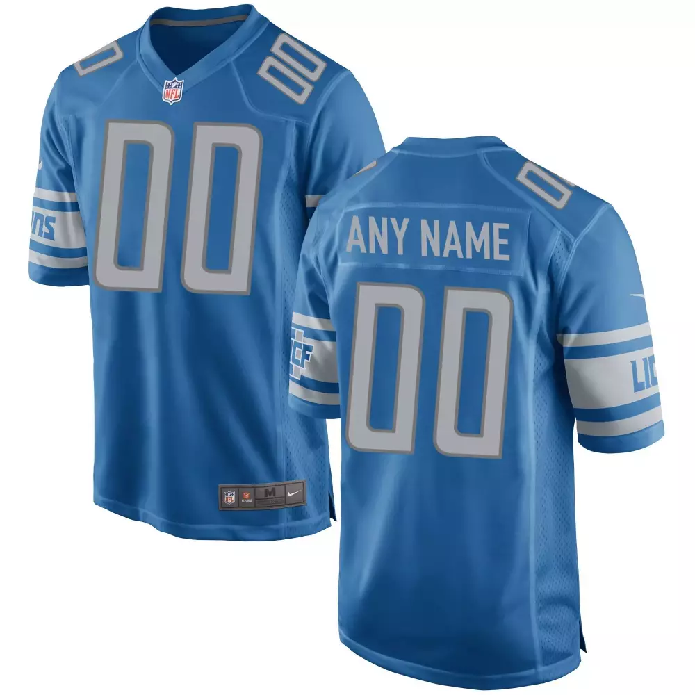 custom men detroit lions blue custom jersey all stitched