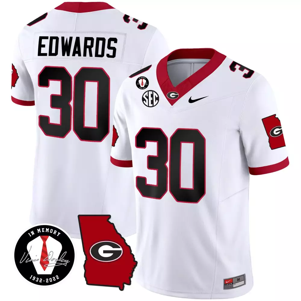 Daijun Edwards White 2024 Georgia Bulldogs Vapor Jersey V3 | Stitched | Fan Gear for Men, Women & Youth