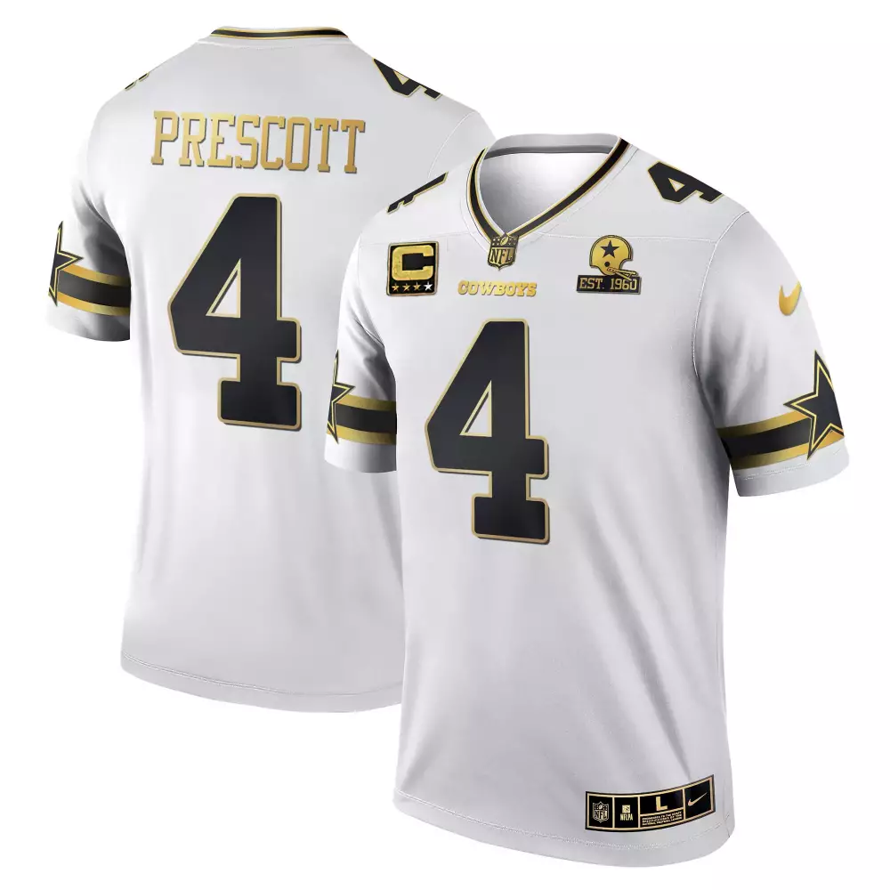 dak prescott white gold mens dallas cowboys black gold collection all stitched