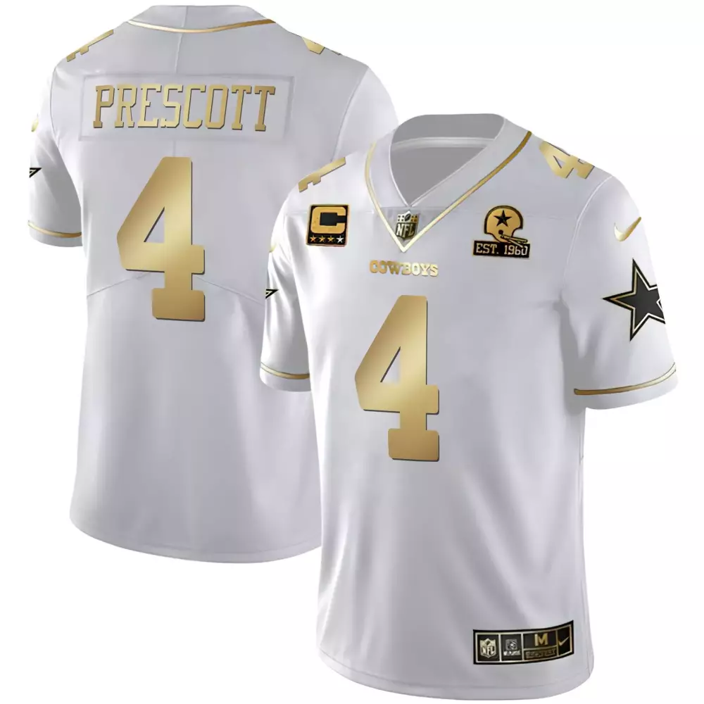 dak prescott white gold mens dallas cowboys black gold collection all stitched