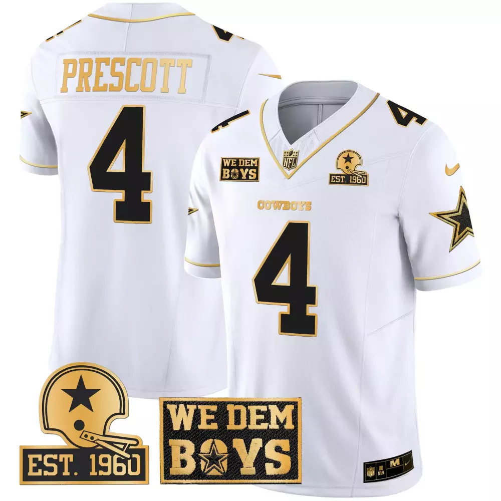 dak prescott white gold mens dallas cowboys black gold collection all stitched