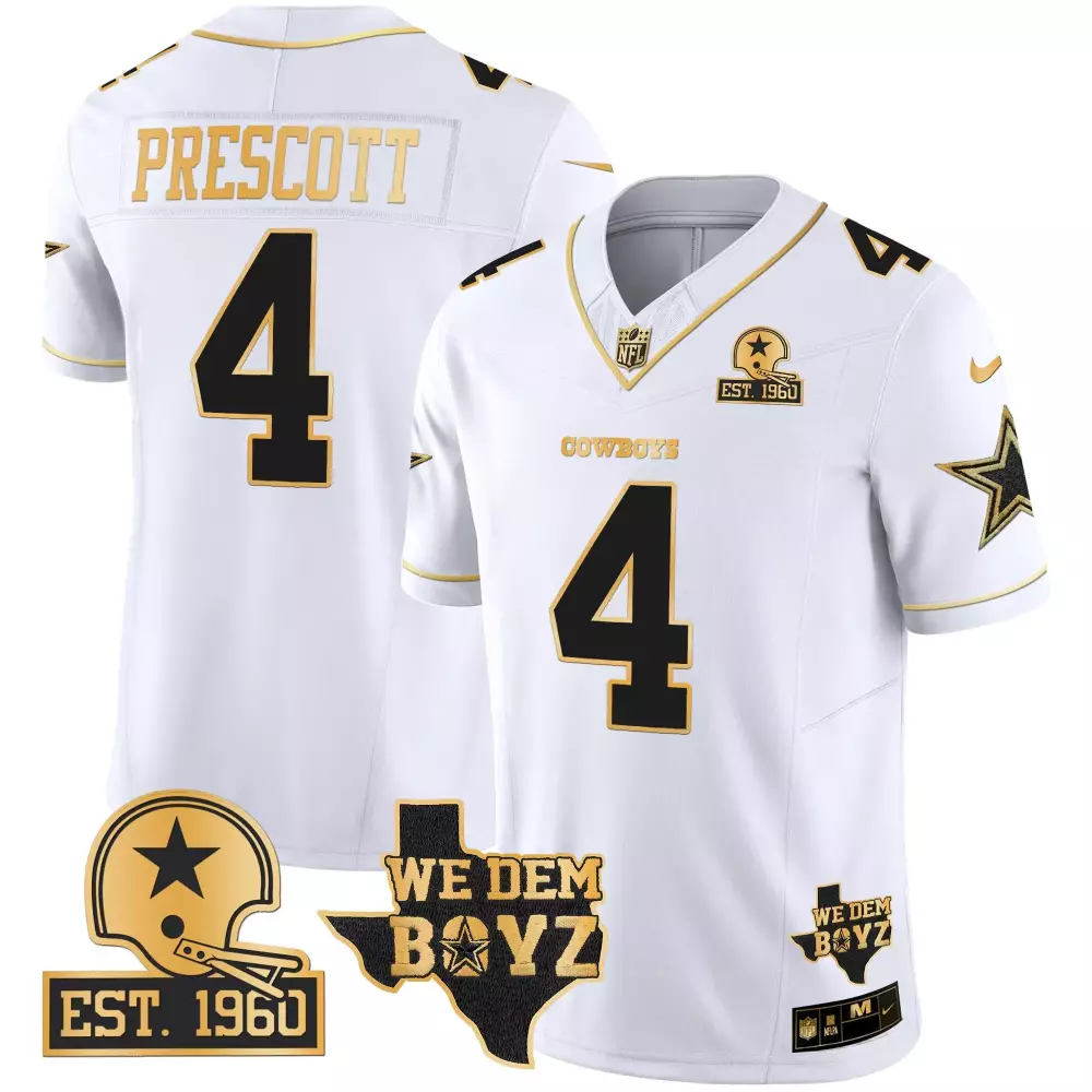 dak prescott white gold mens dallas cowboys black gold collection all stitched