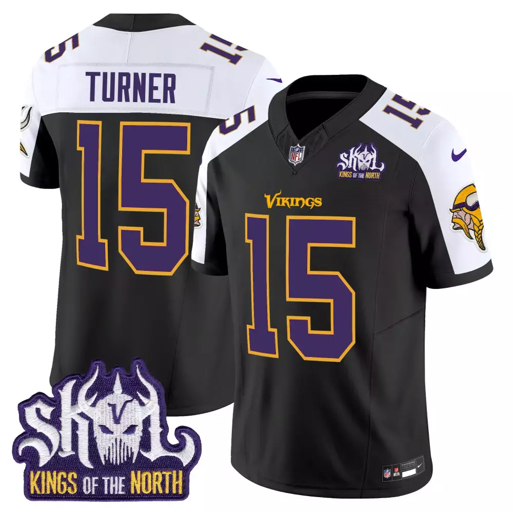 dallas turner black alternate mens minnesota vikings king of the north patch throwback vapor limited jersey all stitched