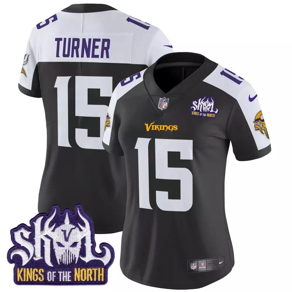 dallas turner black alternate womens minnesota vikings 2024 vapor limited jersey est 1961 patch all stitched