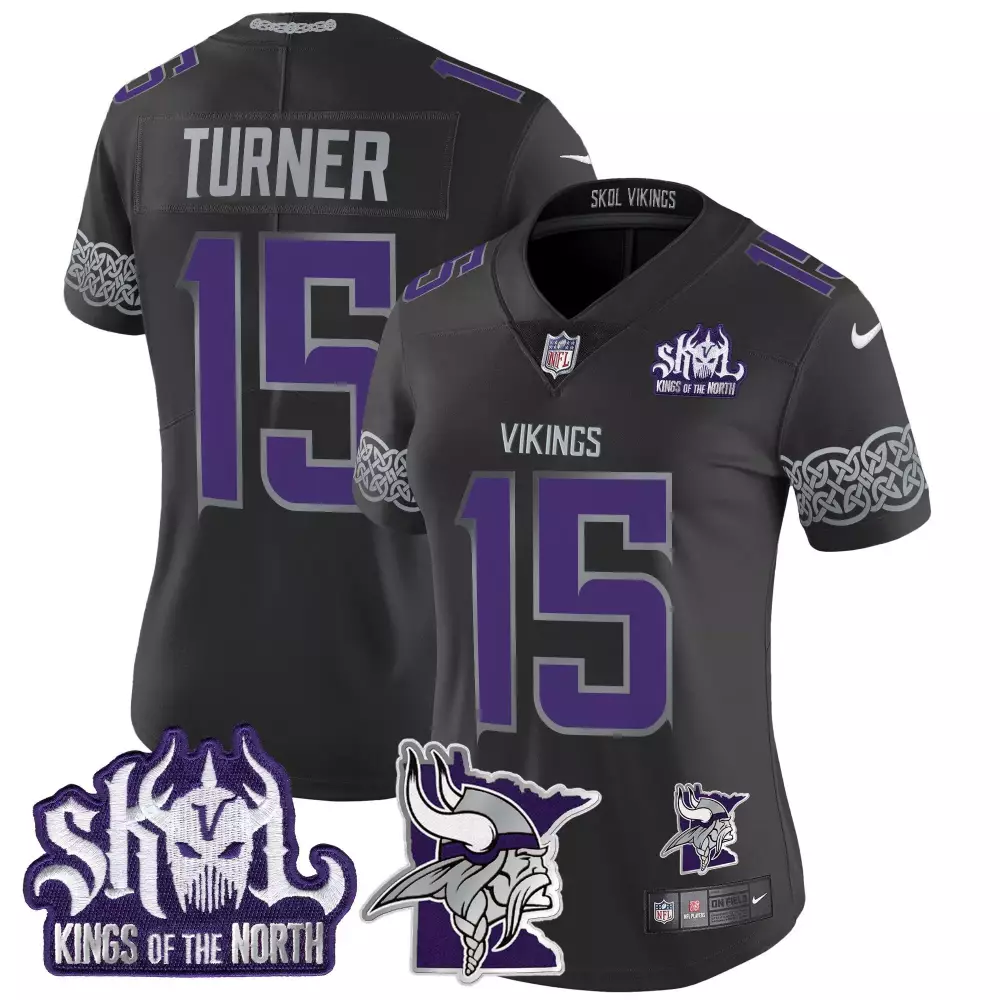 Dallas Turner 2024 Vikings Winter Warrior Black Vapor Limited Jersey V2 | Stitched Fan Gear | For Women, Men & Youth