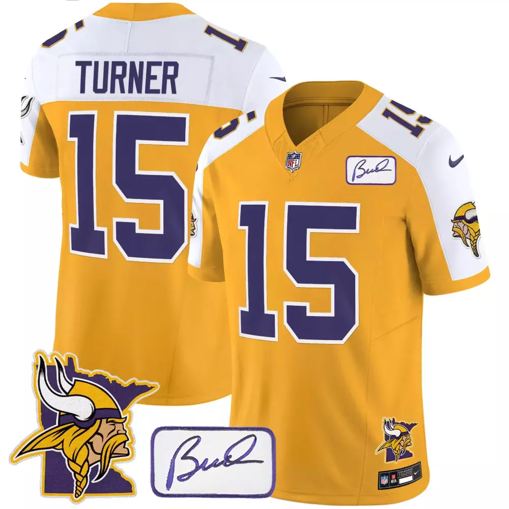 dallas turner black gold mens minnesota vikings bud grant patch gold limited jersey v2 all stitched