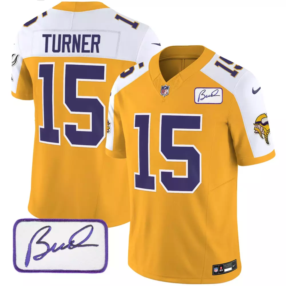 dallas turner black gold mens minnesota vikings bud grant patch gold limited jersey v2 all stitched