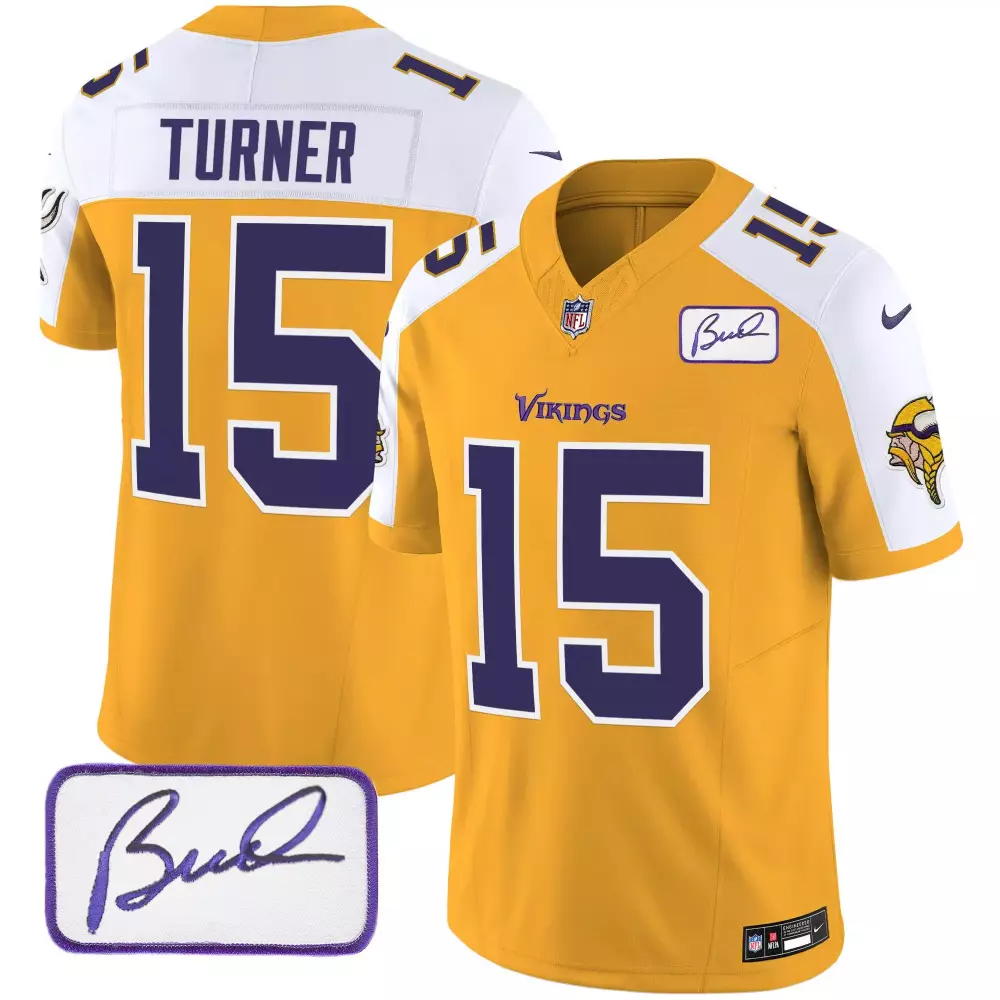 dallas turner gold alternate mens minnesota vikings bud grant patch classic limited jersey v6 all stitched